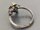 BEAUTIFUL ARTISAN HAND MADE STERLING SILVER CITRINE FIGURAL FLOWER & BRANCH RING
