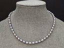 VINTAGE BAROQUE GRAY TAHETIAN PEARL NECKLACE W/ STERLING SILVER CLASP