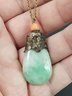 ANTIQUE CHINESE GOLD FILLED & SILVER JADE & CORAL PENDANT NECKLACE