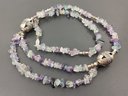 VINTAGE STERLING SILVER BALI STYLE & FLUORITE CHUNK BEADED NECKLACE