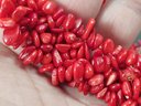 VINTAGE RED CORAL CHUNK CLUSTER COLLAR NECKLACE W/ FANCY 14K GOLD CLASP