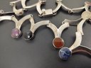 VINTAGE MEXICAN STERLING SILVER MULTI STONE MULTI POINT COLLAR NECKLACE