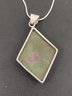 VINTAGE STERLING SILVER RUBY IN ZOISITE PENDANT NECKLACE