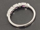 VINTAGE ART DECO STYLE STERLING SILVER PINK SAPHIRE & WHITE TOPAZ RING