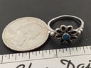VINTAGE STERLING SILVER TURQUOISE FLOWER RING