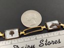 RARE ANTIQUE VICTORIAN GOLD FILLED REVERSE PAINTED GLASS FOX HUNTING HORSES BRACELET
