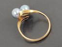 VINTAGE 14K GOLD DOUBLE TAHETIAN PEARL RING