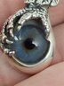 RARE DESIGNER KALI HAND CRAFTED STERLING SILVER CLAW REAL GLASS PROSTHETIC EYE PENDANT