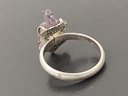 VINTAGE MEXICAN STERLING SILVER CARVED AMETHYST TURTLE RING