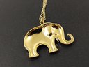 VINTAGE DESIGNER ROSS SIMMONS GOLD OVER STERLING SILVER NECKLACE WITH ELEPHANT PENDANT