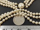 VINTAGE STERLING SILVER MULTI STRAND FAUX PEARL NECKLACE