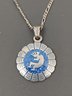 VINTAGE STERLING SILVER NECKLACE WITH CRUSHED TURQUOISE KOKOPELLI PENDANT