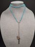 DESIGNER CHAN LUU FACETED TURQUOISE BEADED NECKLACE W/ SILVER CHARMS