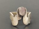 VINTAGE MEXICAN MID CENTURY MODERNIST STERLING SILVER ROSE QUARTZ RING