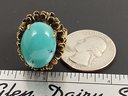 ANTIQUE 10K GOLD TURQUOISE CABOCHON RING