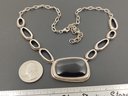 VINTAGE STERLING SILVER ONYX NECKLACE