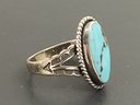 VINTAGE NATIVE AMERICAN STERLING SILVER TURQUOISE RING