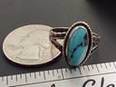 VINTAGE NATIVE AMERICAN STERLING SILVER TURQUOISE RING