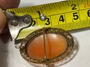 14K Gold Hand Carved Shell Cameo Brooch Pendant Antique