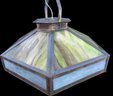 Antique Arts & Crafts Slag Glass Ceiling Lamp- Stained Glass Light