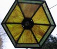 Antique Arts & Crafts Slag Glass Ceiling Lamp- Stained Glass Light