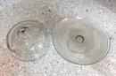 A Pairing Of 2 Glass Cake Stands With Domes