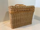 Two Wicker Picnic Baskets, One With Exterior Bottle Holders