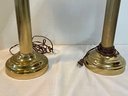 Pair Of Brass Table Lamps With Bell Shades