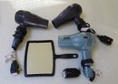 Group Of 3 Conair Hairdryers And A Conair Hand Mirror - In Working Condition