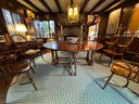 English Oak Circular Drop Leaf Dining Table & Six Windsor Chairs