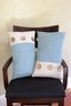 Matching Pair Of Pier 1 Button Decorated Throw Pillows / Sofa Pillows In Teal