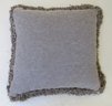 Pair Of Gray Designer Down Filled Pillows, One With Fringe, Each 19' X 19' In Size.