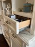 A Sophisticated Custom Built-In Wood Hutch - Calacatta Monet Marble Top And Glass Shelves - Delivery Available