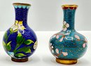 2 Mini Cloissone Vases, 2 Vintage Enamel & Petit Point Trinket Boxes & Set Mini Hand Painted Glass Bottles