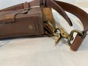 Leather Messenger Bag With Removable Shoulder Strap & Brass Details