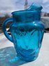 Beautiful Blue Vintage Depression Glass Water Pitcher