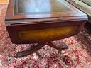 Vintage Coffee Table With Tooled Leather Top