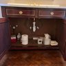 An Elegant Antique Empire Mahogany Commode Converted Vanity - Stone Top - Delivery Available