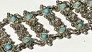 Antique Middle Eastern Sterling Silver And Turquoise Link Bracelet Fancy 8'