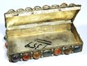 India Indian Silver Plated Brass Jewelry Box Having Cabochon Stones