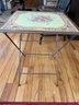 Floral Painted Metal Folding Side Table