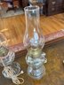 Pair Of Very Old Glass Electrified Hurricane Lamps
