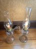 Pair Of Very Old Glass Electrified Hurricane Lamps