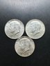 3 Forty Percent Silver Kennedy Half Dollars 1967, 1968-D, 1969-D