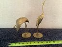 Pair Of Brass Crane Figurines