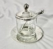 Vintage Godinger Silver Art Plated Jam/jelly/condiment Jar With Strawberry Finial & Spoon