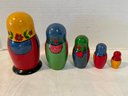 Set Of 5 Stacking Dolls Made In The USSR, The Tallest Doll Measures 6.