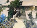 Vintage Hand-colored Photograph, Home & Garden With Cat