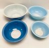 Vintage Pryrex Blue Hued Mixing Bowls Set - 4 Pc