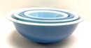 Vintage Pryrex Blue Hued Mixing Bowls Set - 4 Pc